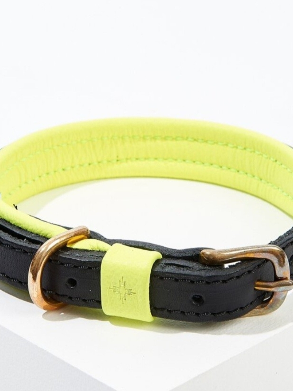 Hand Made In England, Real Leather!India Hicks Black and Neon Yellow Dog Collar